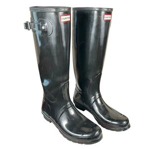 HUNTER Original Tall Rubber Riding Rain Boots in black